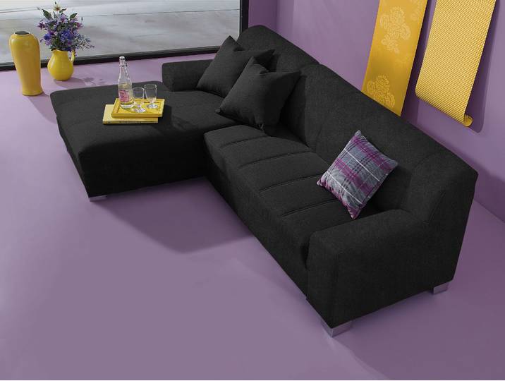 Ecksofa HOME AFFAIRE Anzio, elegant und gemütlich, Breite 239cm, L-Form , schwarz, B:239cm H:75cm T:82cm, Sofas, Ecksofa, wahlweise mit Bettfunktion