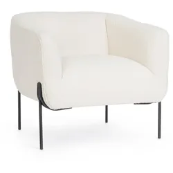 Sessel Claudine aus Bouclè-Stoff, modern gepolstert, weiß, Metallgestell pulverbeschichtet