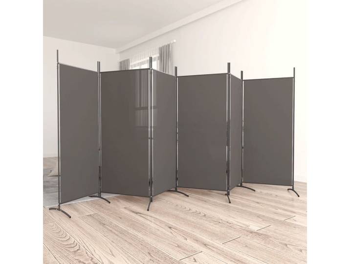 furnicato Raumteiler Paravent 520 x 180 cm Anthrazit, 1-tlg., Klappbarer Raumteiler mit 6 Paneelen für flexible Raumbereiche