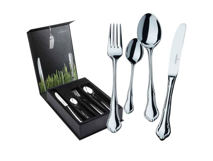 Picard & Wielpütz Tafelbesteck Inkl. Besteckbox Palazzo silber 24-tlg., Silberfarben, Metall, Besteck, Besteck-Sets