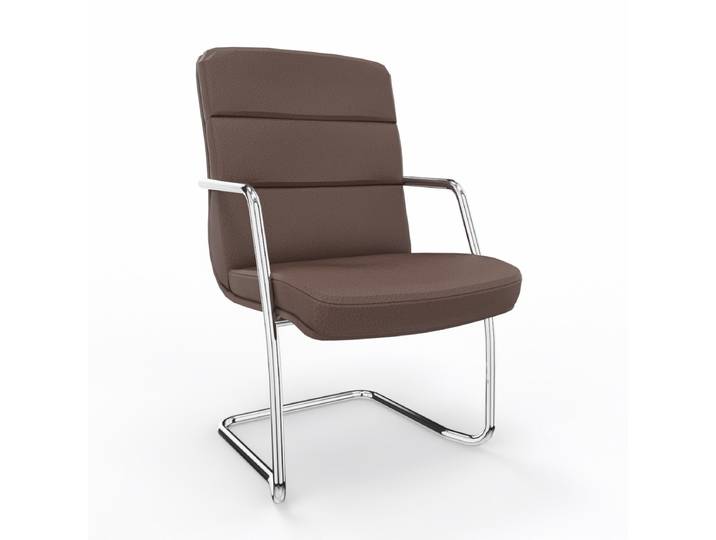 Freischwinger LAS SCENA Braun mit Fixarmlehnen, Freischwinger-Gestell, Neu - Perfekt für Besucher und Gäste