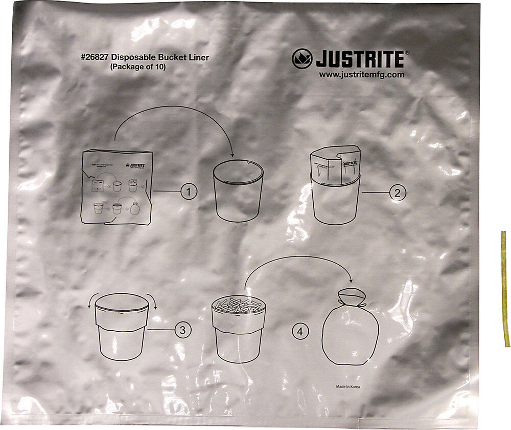 Spezialabfallsäcke, alubeschichtet, silber, VE 10 Stk, 15 Liter Justrite