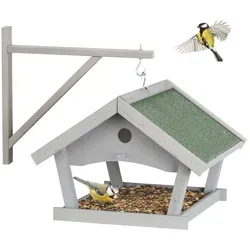 Relaxdays Graues Vogelfutterhaus zur Wandmontage Dunkelgrün,Grau