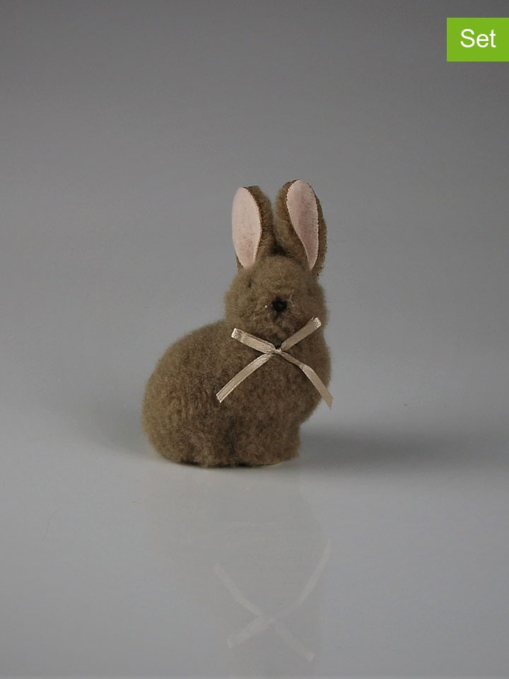 AM Design 2er-Set: Dekofiguren "Hase" in Braun - (B)4 x (H)9 x (T)4 cm - onesize