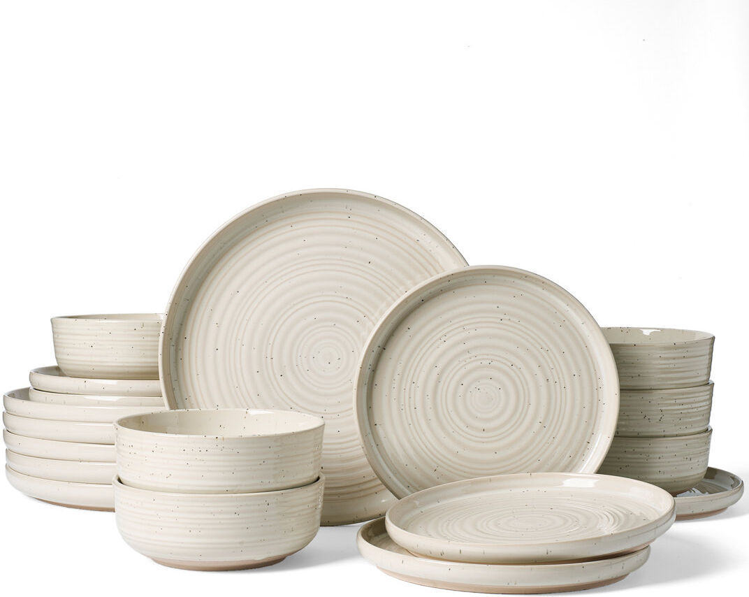 Latitude Run Stoneware Dinnerware Set Piece - Service for 6 Cream (Flared Rim)