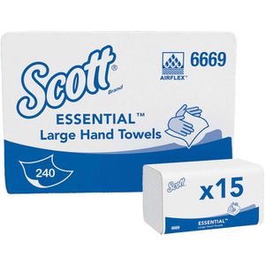 Scott Papierhandtücher Xtra, 6669, 1-lagig, Interfold-Falz, weiß, Recyclingpapier 20 x 31,5 cm, 3600 Stück