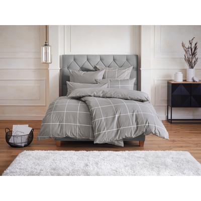 Bettwäsche OTTO HOME "Nature", grau (mittelgrau), B/L: 135cm x 200cm, 1 Stk., 1 Stk., Renforcé, B/L: 80cm x 40cm, 2 Stk., Renforcé, Obermaterial: 100% Baumwolle, Bettwäsche, Bettwäsche, Bettwäsche in unregelmäßigem Karo-Muster