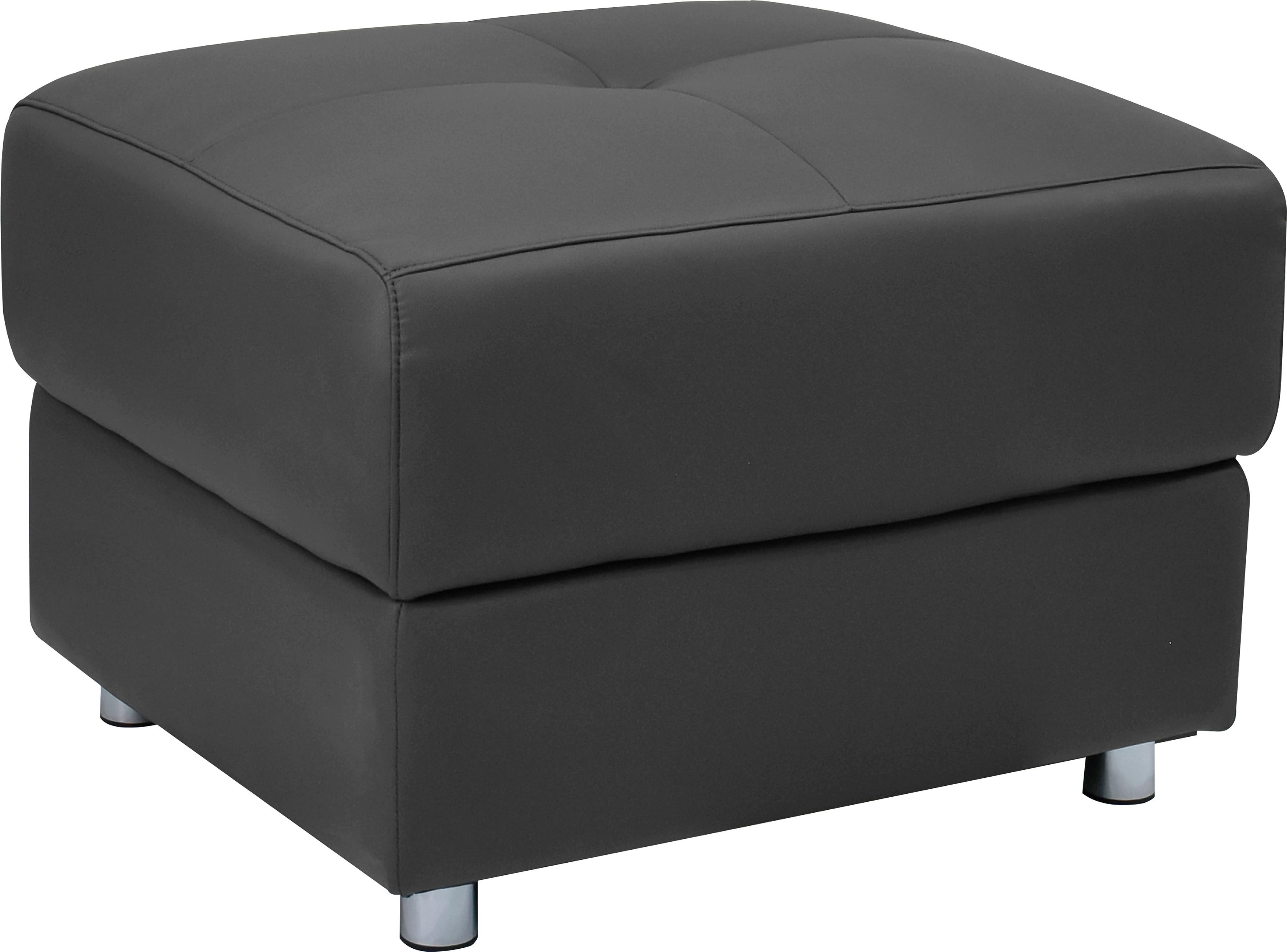Polsterhocker GOODPRODUCT "Pareli", schwarz, B:72cm H:47cm T:64cm, Echtleder/Kunstleder, Hocker, Polsterhocker, mit komfortablen Federkern und Stauraum schwarz B/H/T: 72cm x 47cm x 64cm, Echtleder Kunstleder