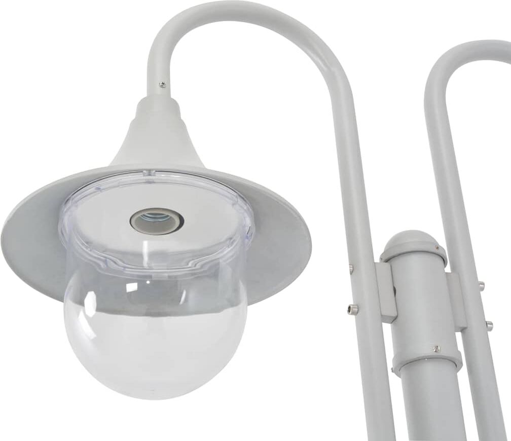 vidaXL Lampadaire de jardin E27 220 cm Aluminium 2 lanternes Blanc