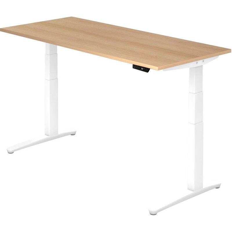 HAMMERBACHER VXBHM19/E/WW elektrisch höhenverstellbarer Schreibtisch 65,0 - 130,0 cm - elektrisch Eiche / weiß