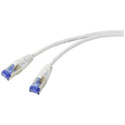 Renkforce RF-5266136 RJ45 Patchkabel CAT 6a S/FTP 0.50 m Grau Slimline, Flexibel, mit Rastnasenschutz, Flammwidrig 1 St.