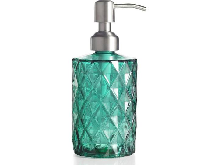 Seifenspender Glas Grün 340ml, 7x7x17 cm, Badaccessoires, Seifenspender