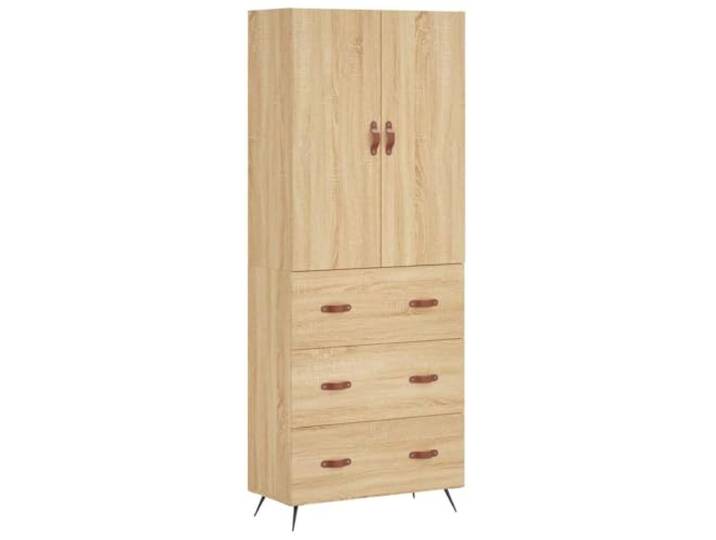 Highboard Sonoma-Eiche 69,5x34x180 cm Holzwerkstoff Schrank Stauraumschrank, Sonoma-Eiche Dekor, Holzwerkstoff, Metallfüße, viel Platz, Wohnzimmer