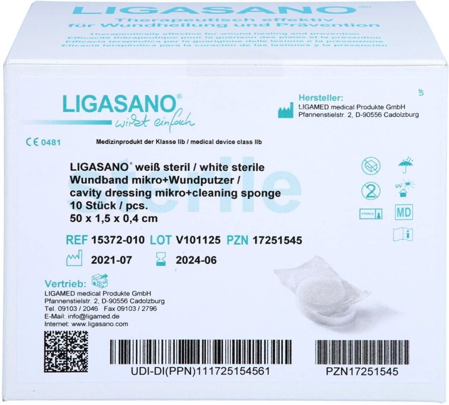 Ligasano Weiß Wundband Mikro 0,4x1,5x50 Cm Steril