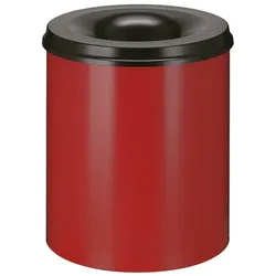 Papierkorb (feuersicher) rund 80 L rot-schwarz selbstlöschender Papierkorb Farbe rot, mit Deckel schwarz
