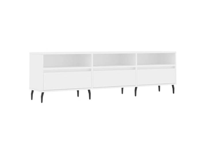 LKJephalotrope TV-Schrank Weiß 150x30x44,5 cm TV-Möbel Holzwerkstoff 6 Fächer bieten viel Ordnung im Wohnzimmer und Schlafzimmer, während robuste Eisenbeine zuverlässigen Halt bieten.