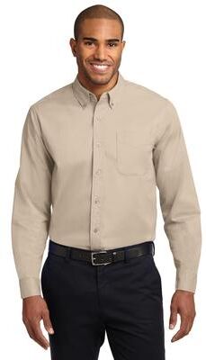 Port Authority S608ES Extended Size Long Sleeve Easy Care Shirt in Stone size 10XL   Cotton/Polyester Blend