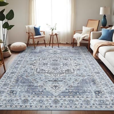 Garvee Vintage Ornate Bloom Machine Washable Area Rug
