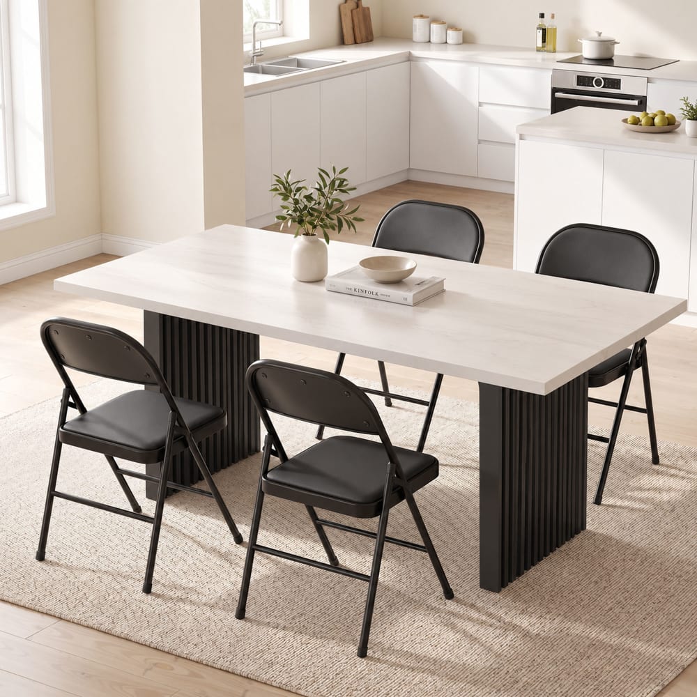 Homcom Chaises pliantes portables coussin revêtement synthétique acier noir Noir 46x78x45cm