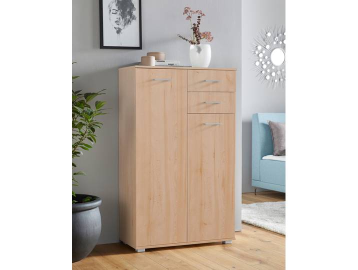 Kombikommode PRIESS, braun (edelbuchefarben), B:82cm H:135cm T:38cm, Holzwerkstoff, Sideboards, Kombikommode