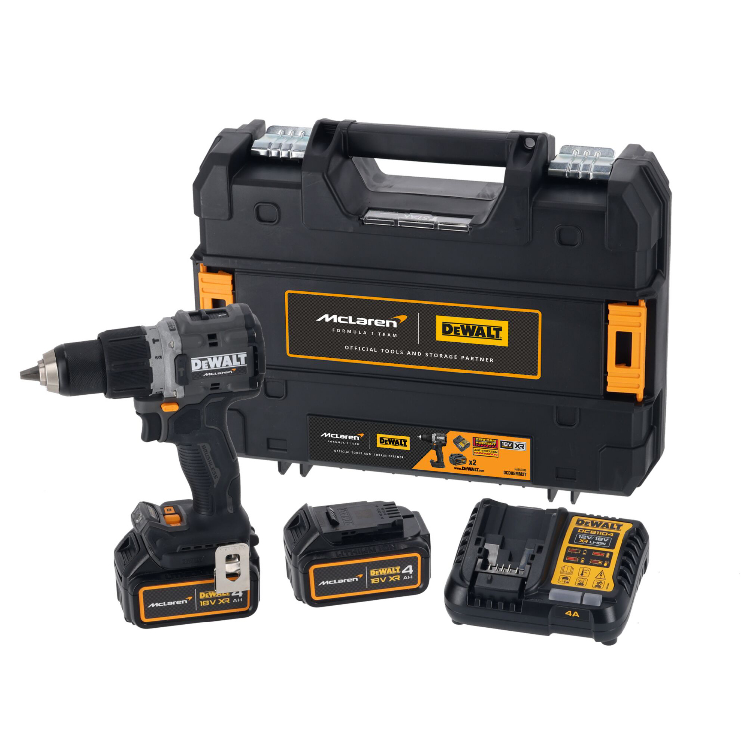 DeWalt DCD85MM2T McLaren Design Akku-Schlagbohrschrauber inkl. Koffer + 2 x 4.0 Ah Akkus