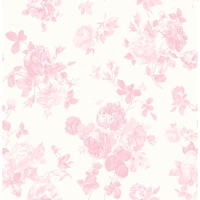 LoveShackFancy Everblooming Rosettes Pink Jam Cabbage Rose Bouquets Wallpaper
