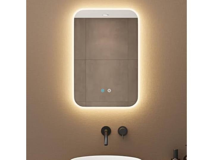 doporro Miroir de Salle de Bains LED 40x60cm avec Interrupteur Tactile Glace Éclairée\, Nova-02