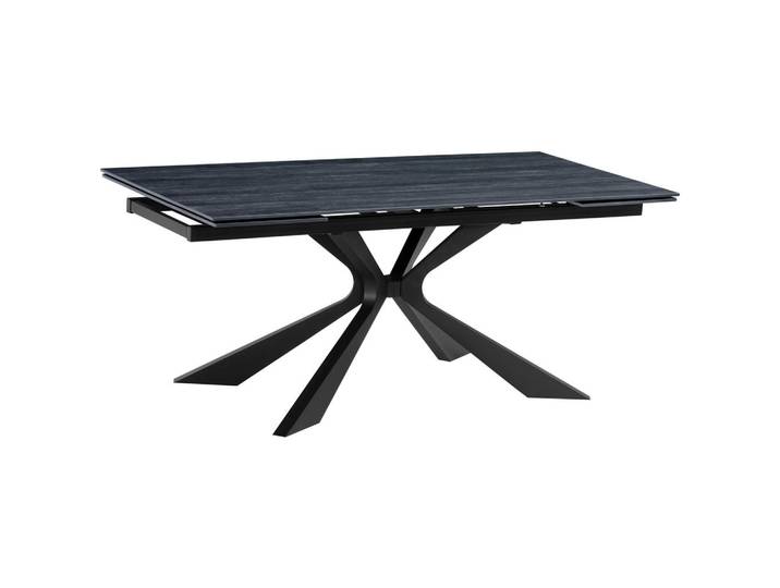 P & B Esstisch, Schwarz, Metall, Stein, rechteckig, C-Form, 90x76x180-260 cm, ausziehbar, Esszimmer, Tische, Esstische, Esstische ausziehbar