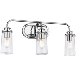 Wandlampe Wandleuchte Feuchtraumlampe Bad silber Metall 3 flammig Glas L 60,3 cm
