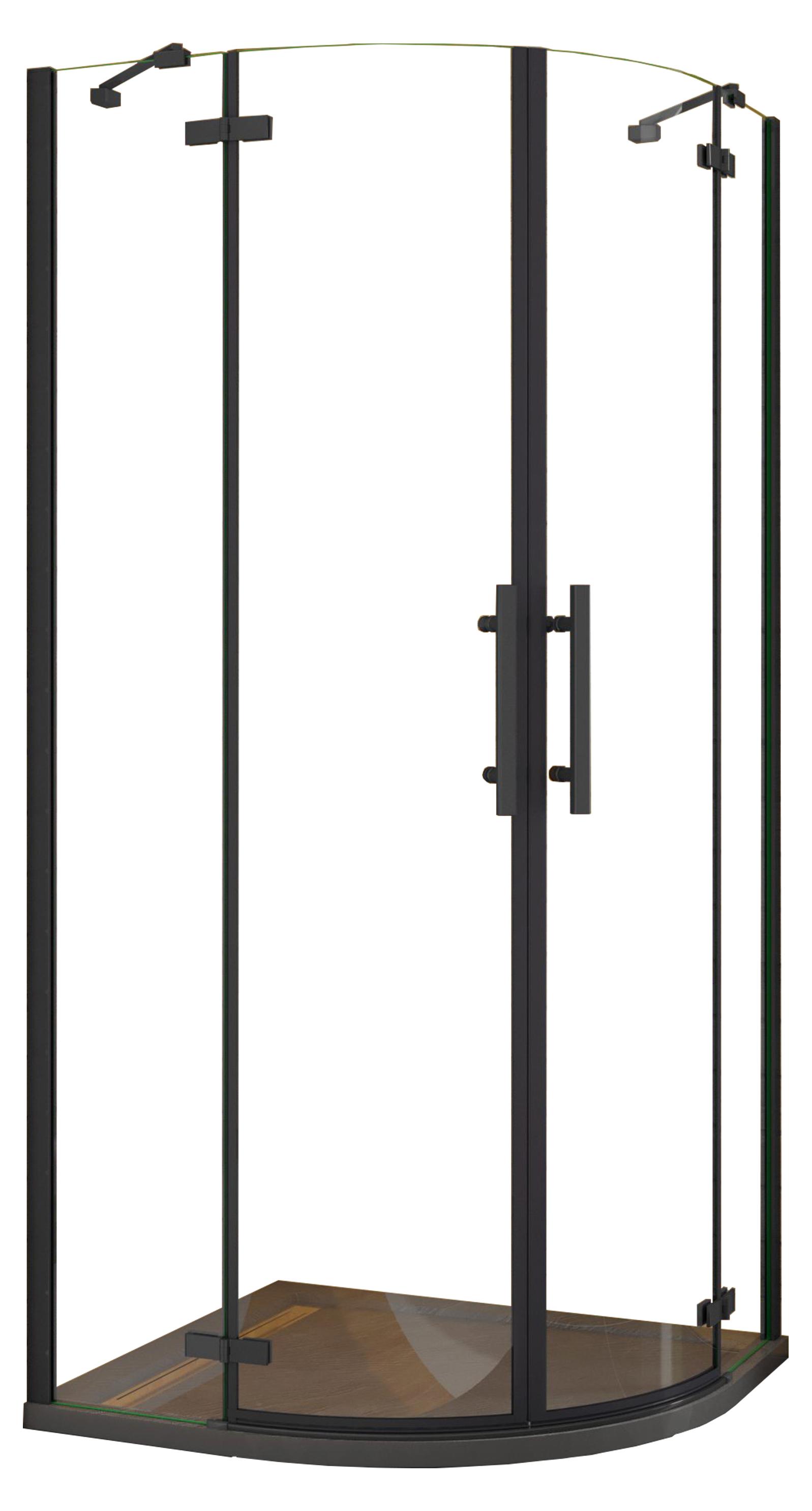 Duschspa 90x90x195cm Schwarz Runddusche Duschkabine Viertelkreis Duschabtrennung 6mm NANO ESG Sicherheitsglas Mit Duschtasse Set