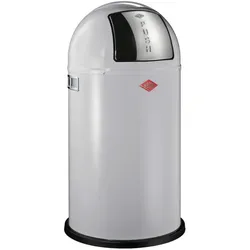 Wesco Pushboy Abfalleimer mit grosser Edelstahlklappe und herausnehmbarem Inneneinsatz, Abfalleimer, Grau
