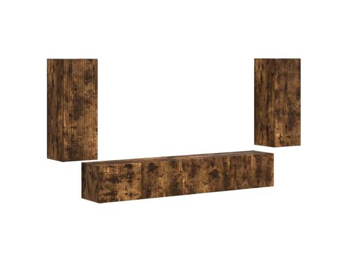 KTHLBRH TV-Möbel-Set 4 Stück Eiche Rauchgrau aus technischem Holz Verstellbare Einlegeböden, Schiebetüren, Regal 30 x 27 x 1,5 cm, platzsparend, Wohnzimmer, Büro, Schlafzimmer