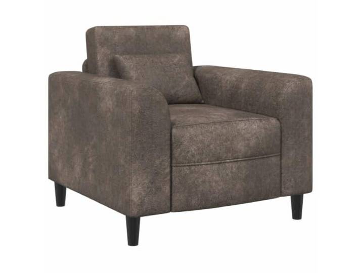 Sessel Dunkelgrau aus Synthetik Wildleder mit Schaumstoff und Armlehnen Dunkelgraue Synthetik-Wildleder, Schaumstofffüllung, Sperrholzrahmen, modernes Design, leicht zu pflegen