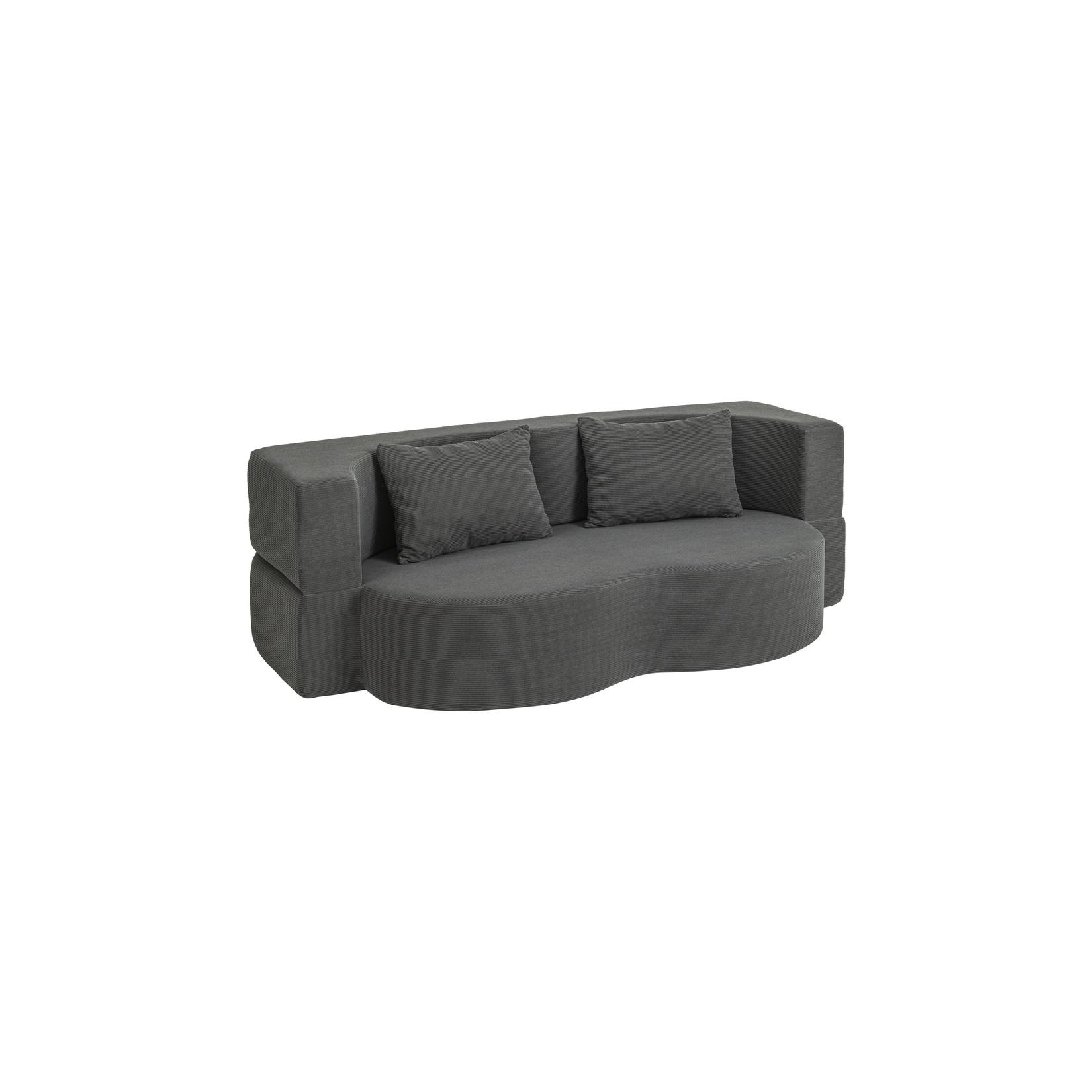 SoBuy Schlafcouch, Wohnlandschaft, Zweisitzer-Bett mit 2 Kissen Dunkelgrau 177x107x32cm Modern