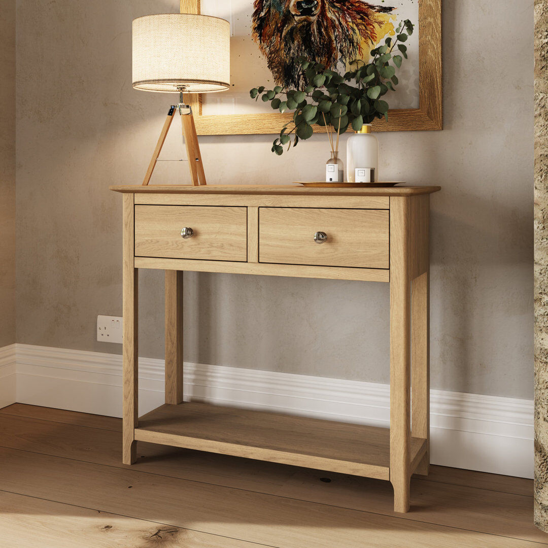 Lark Manor Casiano 85cm Solid Wood 2 Drawer Console Table Brown