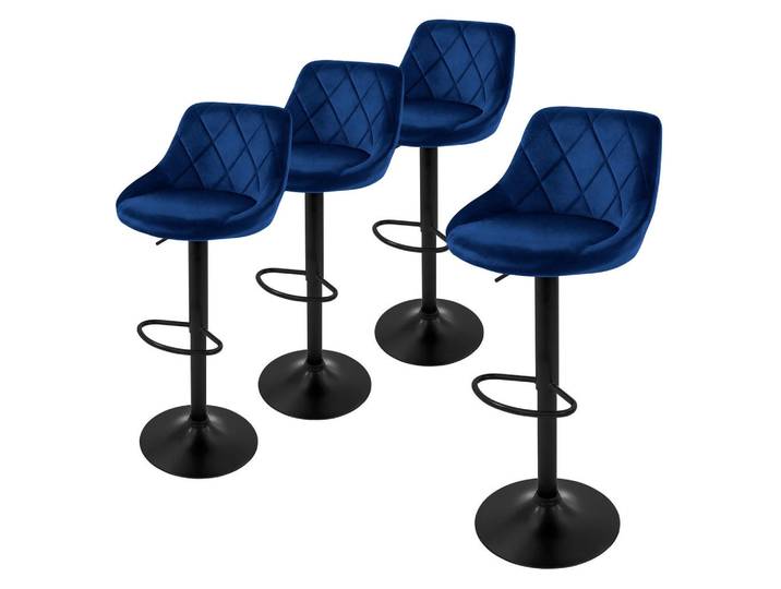 Ml-Design Barhocker 4er Set, Blau, Metall, 37x106x47 cm, Esszimmer, Barmöbel, Barhocker