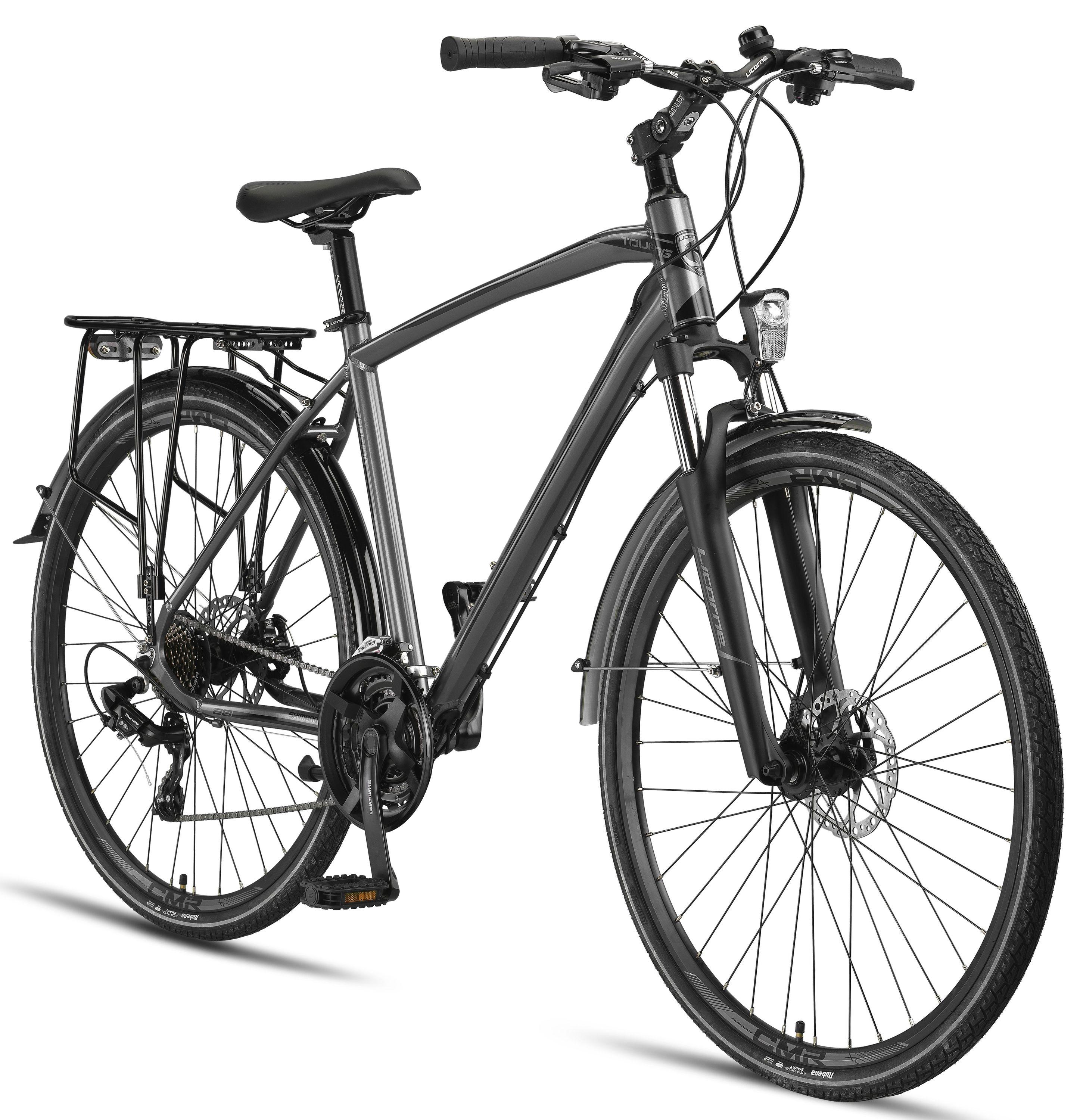 Licorne Bike Premium Touring Trekking Bike in 28 Zoll - Fahrrad für Jungen, Mädchen, Damen und Herren - 21 Gang-Schaltung - Mountainbike - Crossbike