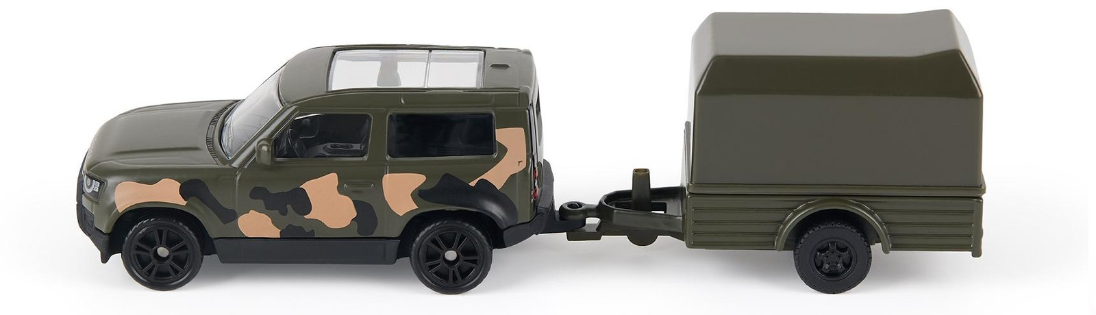 Siku Land Rover Defender speelgoedauto met militair aanhangwagen