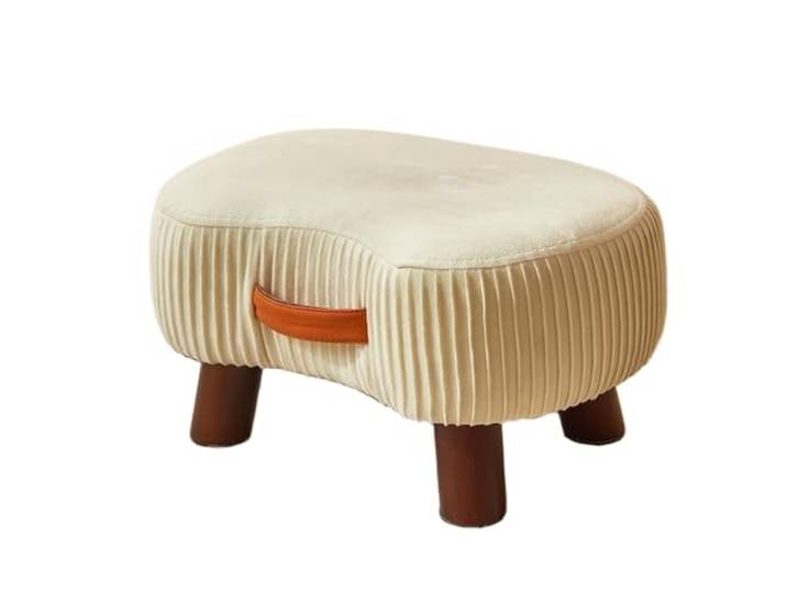 DANNMPX Sitzhocker Wohnzimmer Gemütlicher Fußhocker, Weicher, Kurzer Plüsch, Gepolstert, Tragbarer Griff Zusätzliche Sitzplätze(Beige)
