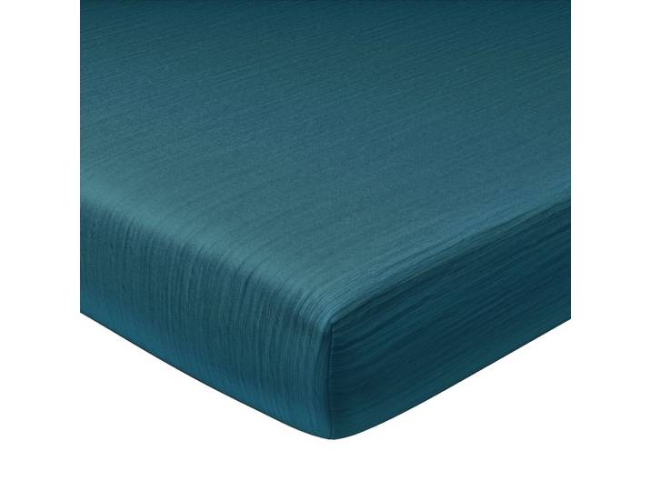 Drap-housse en coton bleu canard 140x190x28cm