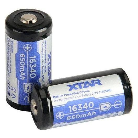 Xtar 16340 650mAh Akku mit Schutz (1 Stk., 16340, 650 mAh) (16340-650)