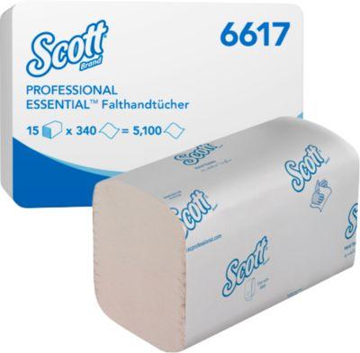 Scott® Interfold Papierhandtücher Essential 6617, 1-lagig, 15 Päckchen á 340 Tücher, weiß