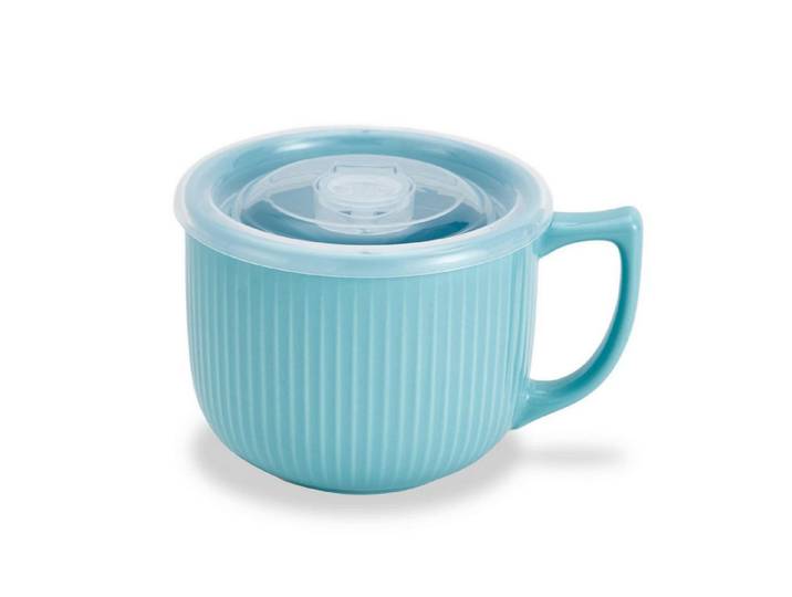 LuxusKollektion Suppenschüssel Keramik Suppenschüssel mit Deckel blau, Keramik