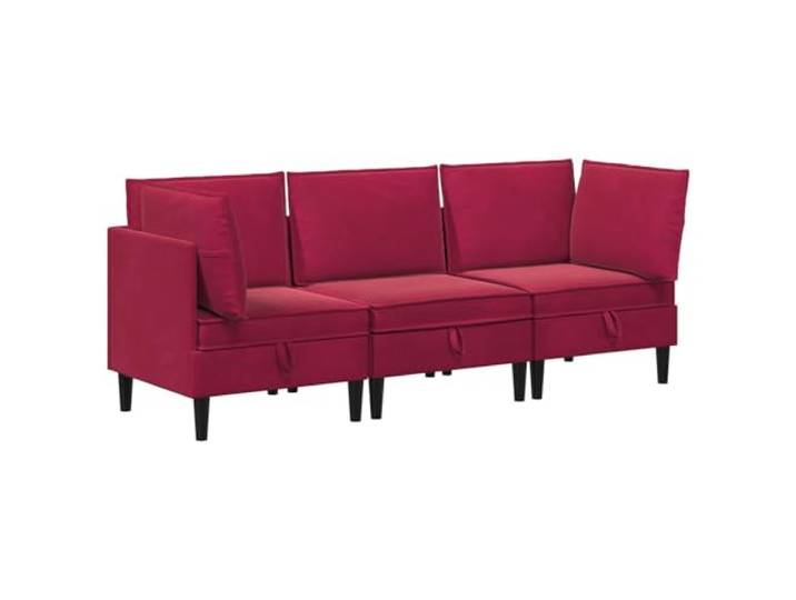 Makastle 3-TLG. Sofagarnitur Weinrot Samt 210x70x82 cm