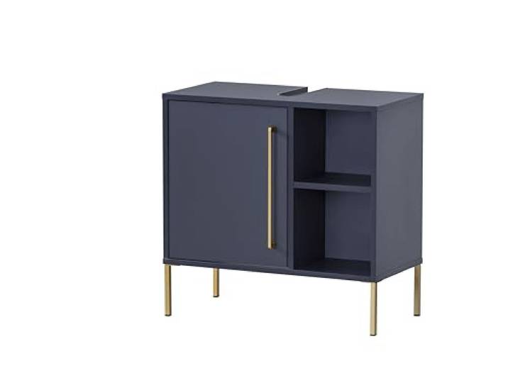 Schildmeyer Kent 153907 Meuble sous-lavabo\, Bleu Nuit/doré\, 65\,3 x 33\,1 x 63\,3 cm