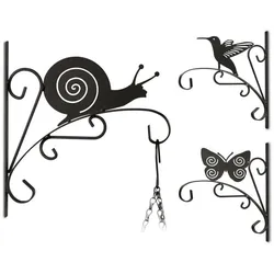 Relaxdays 3 tlg. Blumenhaken Tiere Set Schwarz