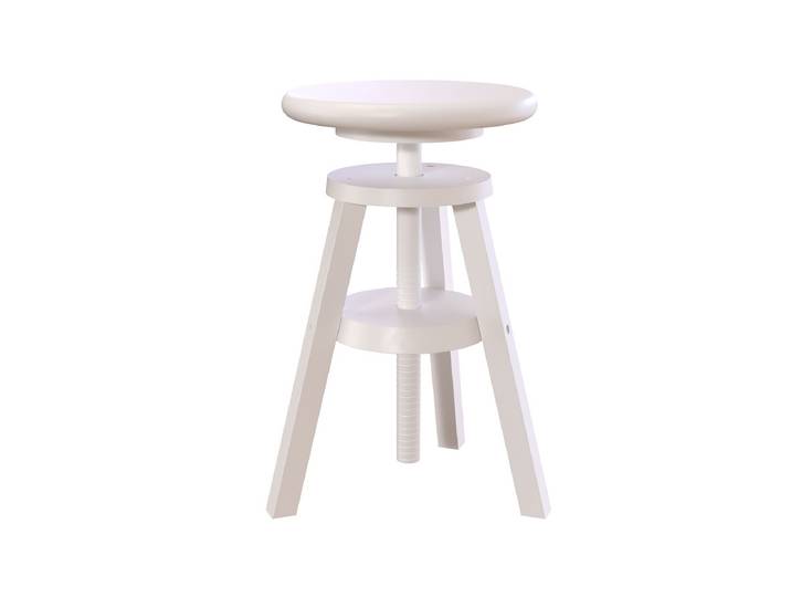 Tabouret réglable à vis en bois Blanc