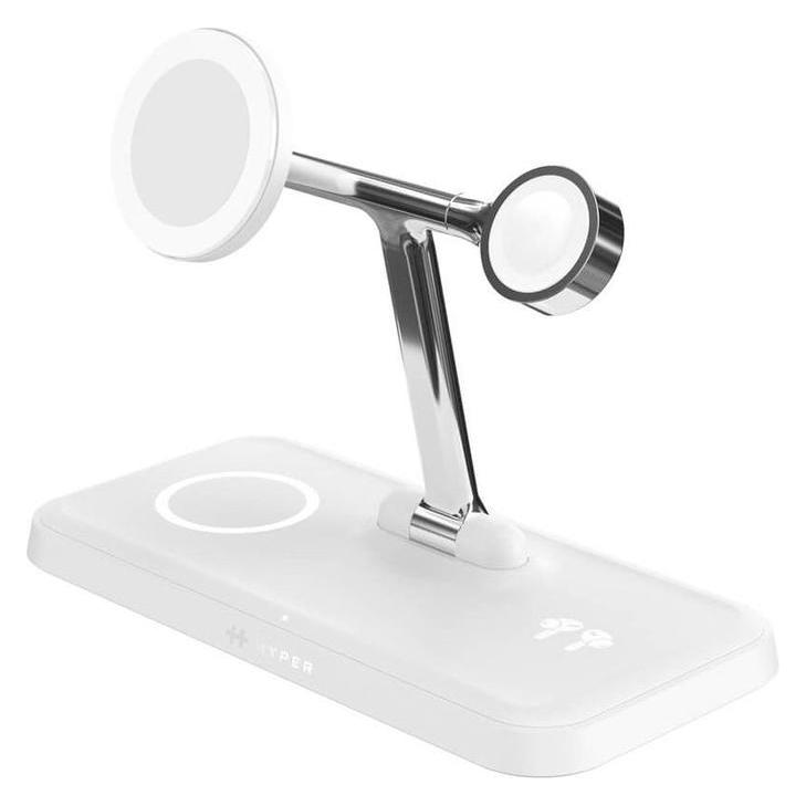 Hyper HyperJuice Next Qi2 4-in-1 Magnetic Charging Stand - White (HJ3004WHGL)