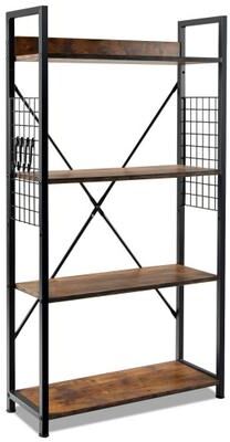 Costway 4 -Tier Industrial Open Storage Bookshelf-Coffee