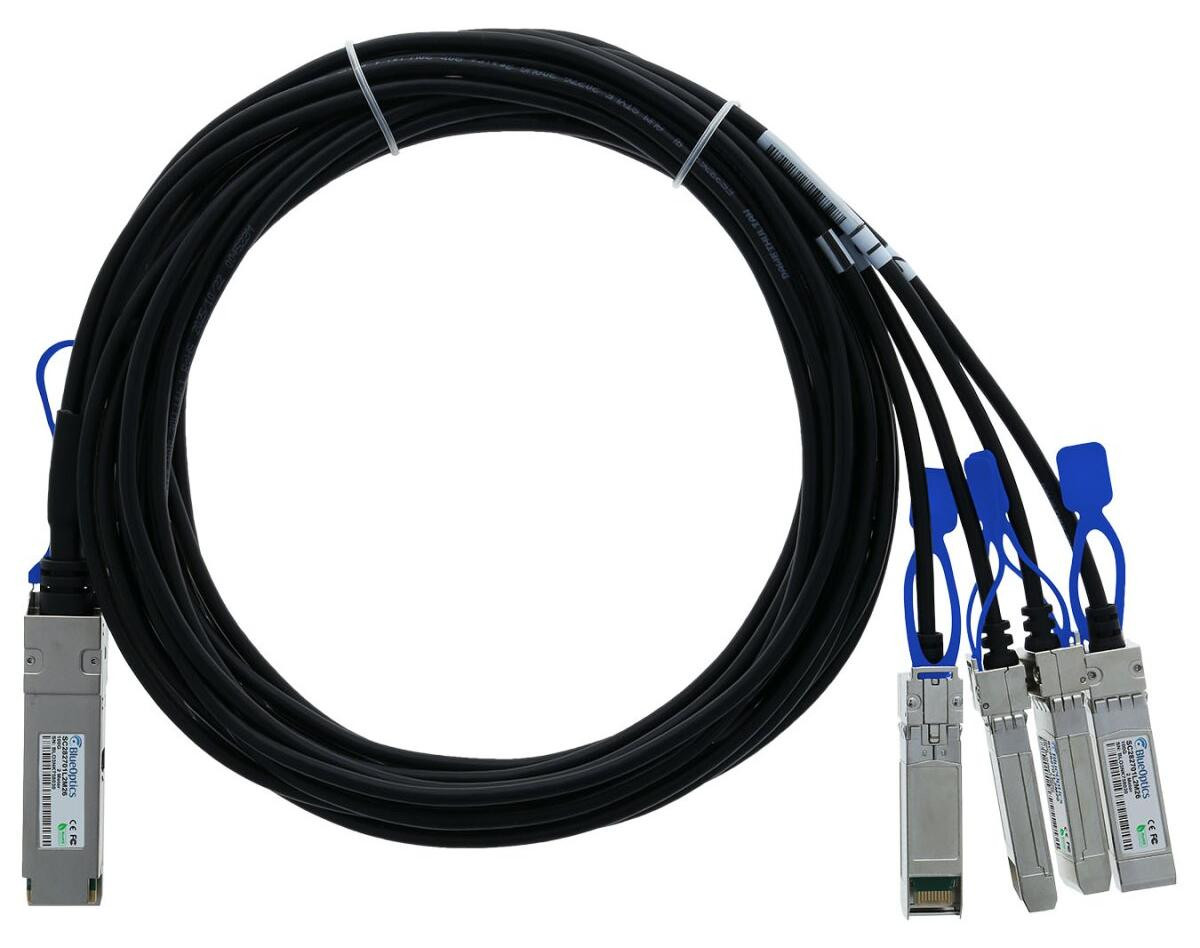 BlueOptics Supermicro BlueLAN passieve 100GBASE-CR4 QSFP28 naar 4x25GBASE-CR SFP28 breakout-kabel, 2 meter